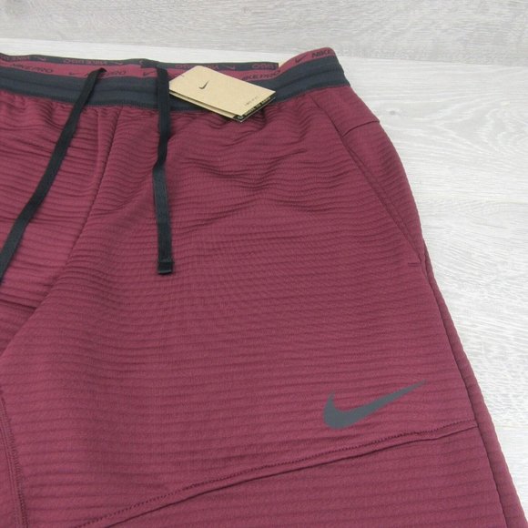Nike Pro Dri-FIT Fleece Fitness Pants Men's Size Medium Maroon Black NEW - Picture 4 of 13